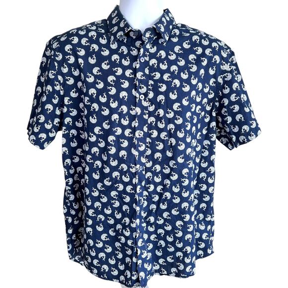 UNTUCKit Mens Classic Cotton Pinon Shirt Fan Flower Print‎ Size Extra Large - Picture 1 of 7